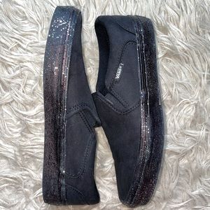 Slip on vans with sparkle platform